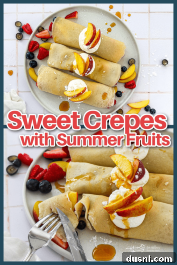 Golden Crepes Topped with Summer Fruits 12 Stack of sweet crepes with fruit