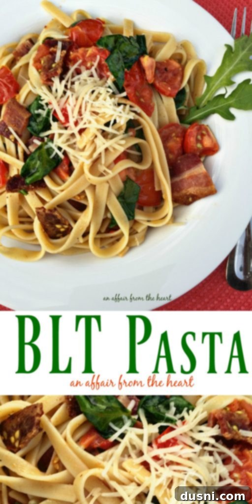 BLT PASTA - An Affair from the Heart with a rustic background