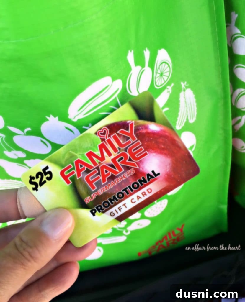 Decadent Snickers Dip 13 Family Fare gift card, representing the giveaway prize.