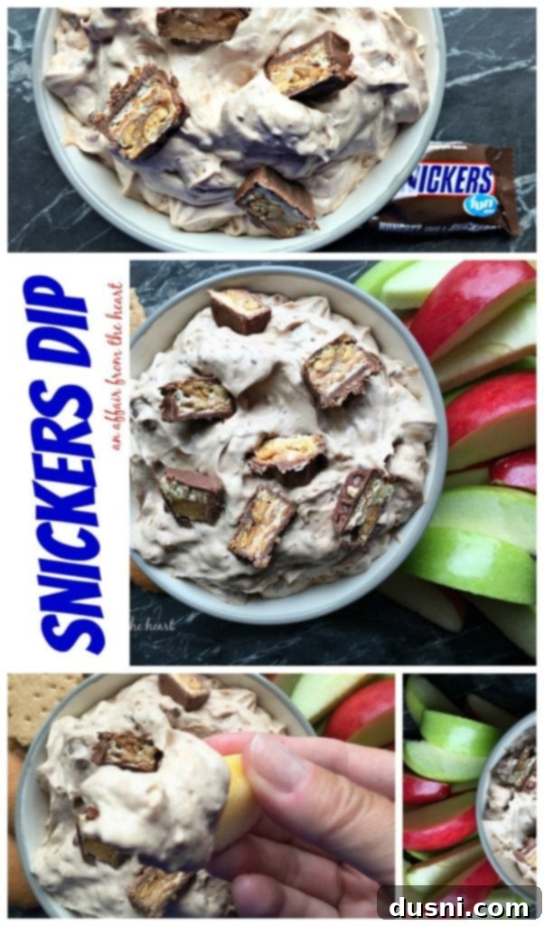 Decadent Snickers Dip 8 Ingredients for Snickers Dip laid out, with a glimpse of Family Fare branding.