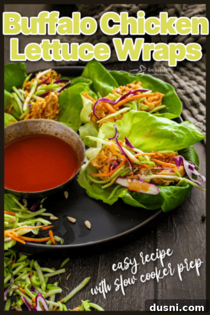 Spicy Buffalo Chicken Lettuce Cups 13 Ingredients on a cutting board, including butter lettuce and buffalo chicken