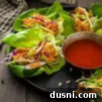 Spicy Buffalo Chicken Lettuce Cups 17 Close up of Buffalo Chicken Lettuce Wraps