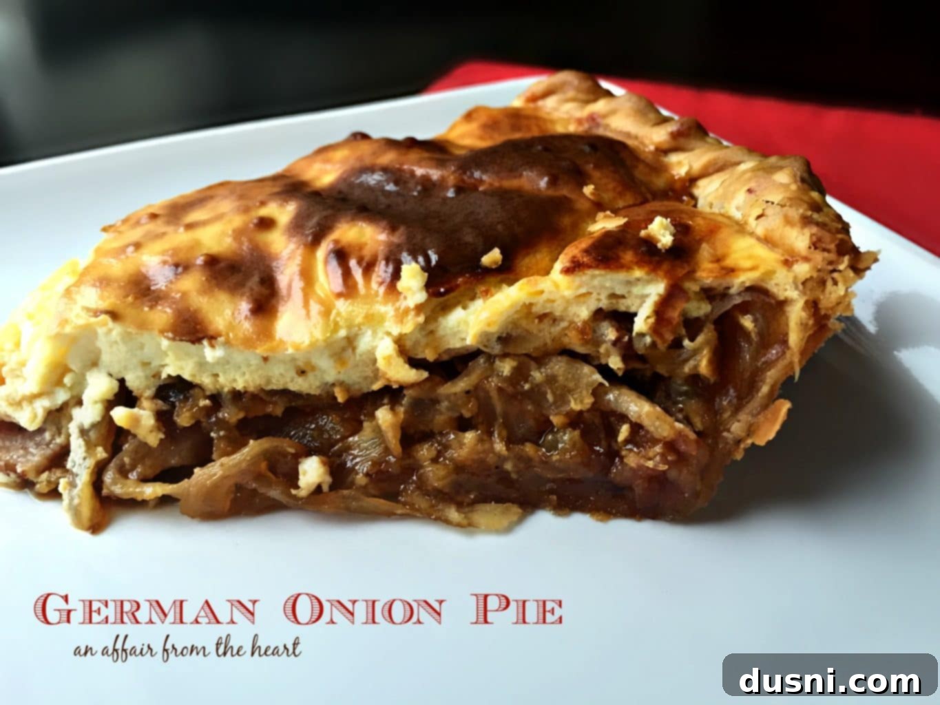 Delicious German Onion Pie (Zwiebelkuchen) with a golden crust and savory filling