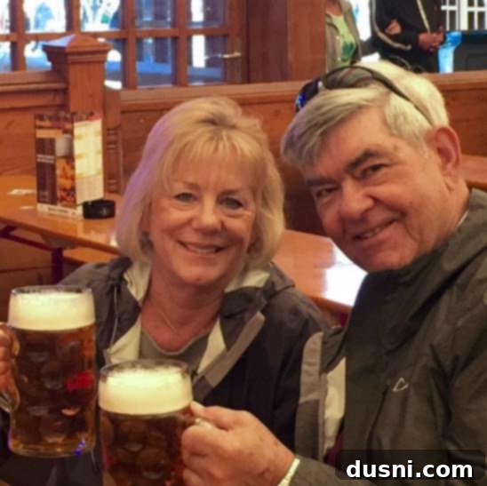 My Mom and Joe enjoying the festive atmosphere at Oktoberfest in Germany