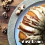 overhead of Pumpkin Spiced Coffee Cake with Brown Butter Glaze