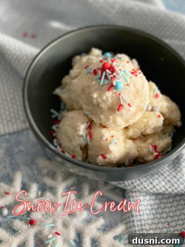 A close-up shot of a bowl of snow ice cream, with a spoon digging into the creamy texture, inviting a taste.