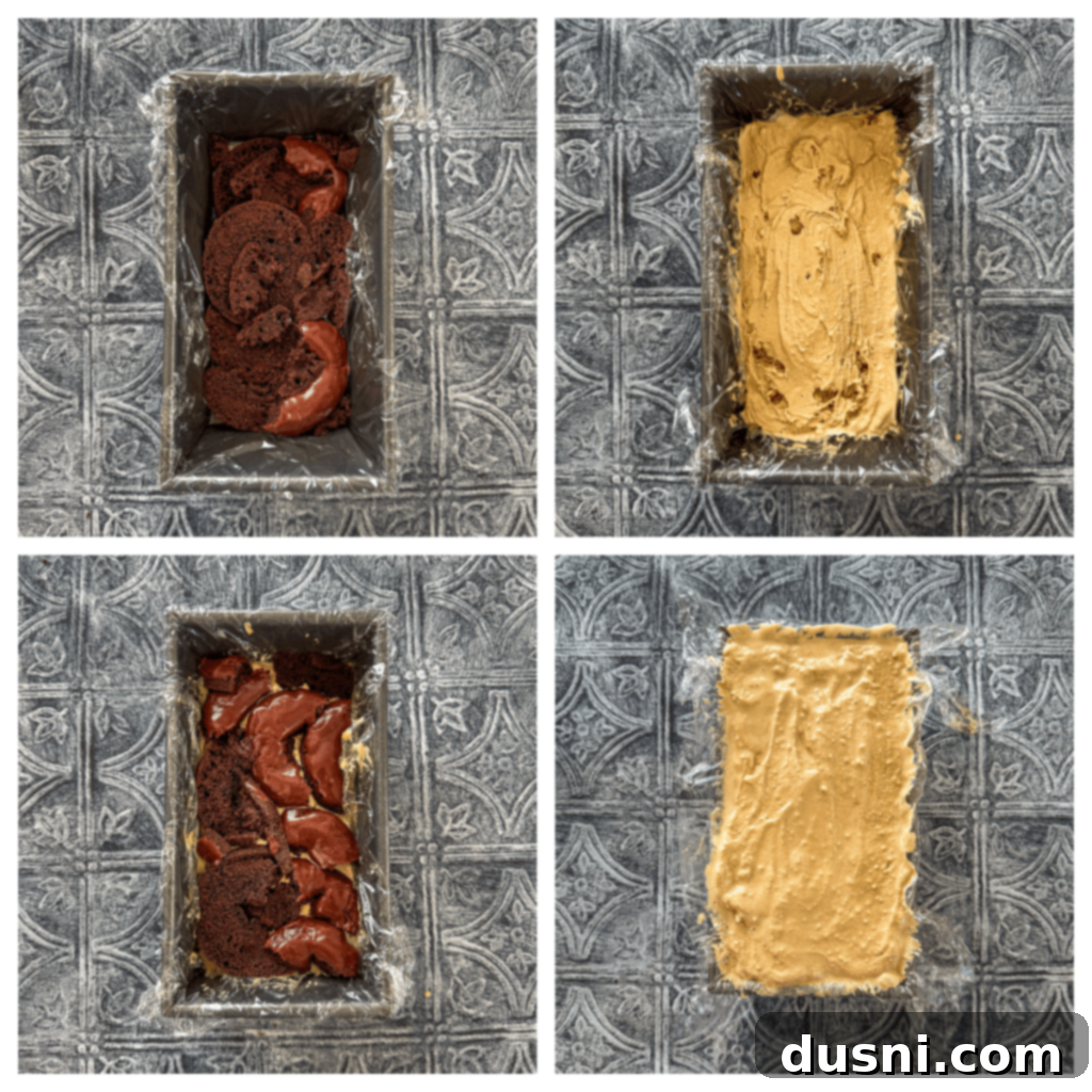 Dunkin' Donuts Double Chocolate Donuts on a cutting board, being prepared for layering.