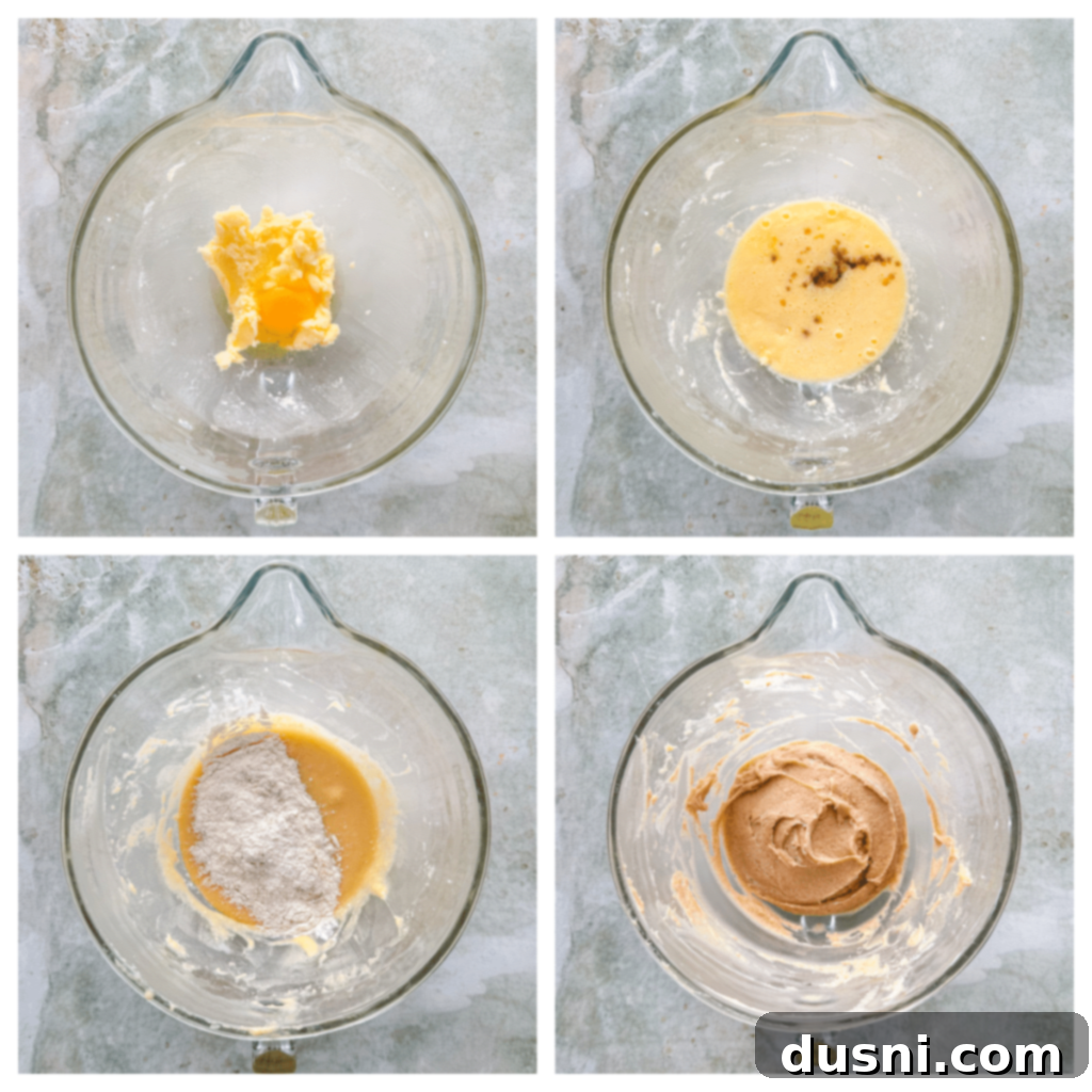 Traditional German Apple Kuchen 8 Butter and sugar being creamed together in a stand mixer.