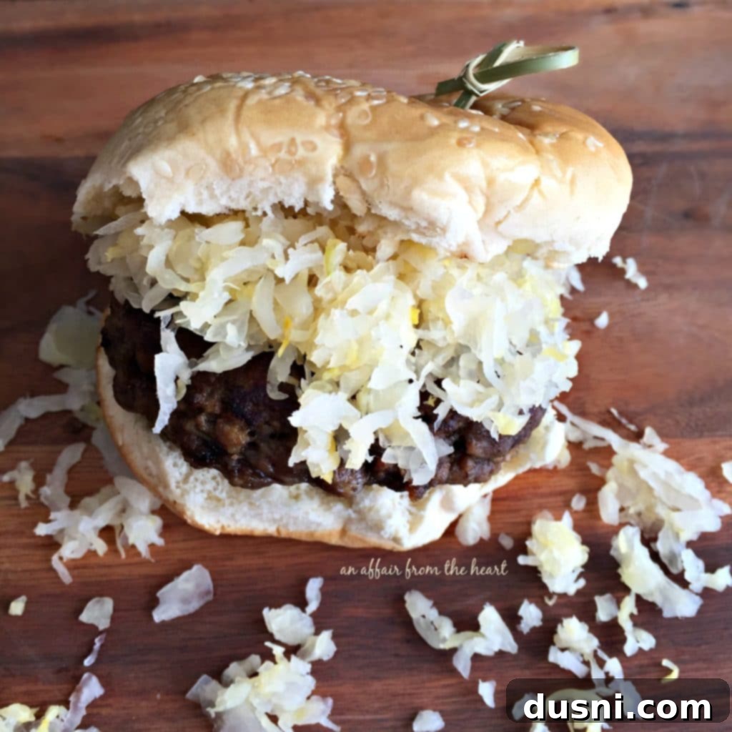 Hearty Brat Burgers 5 Close-up of multiple grilled Brat Burgers on a platter