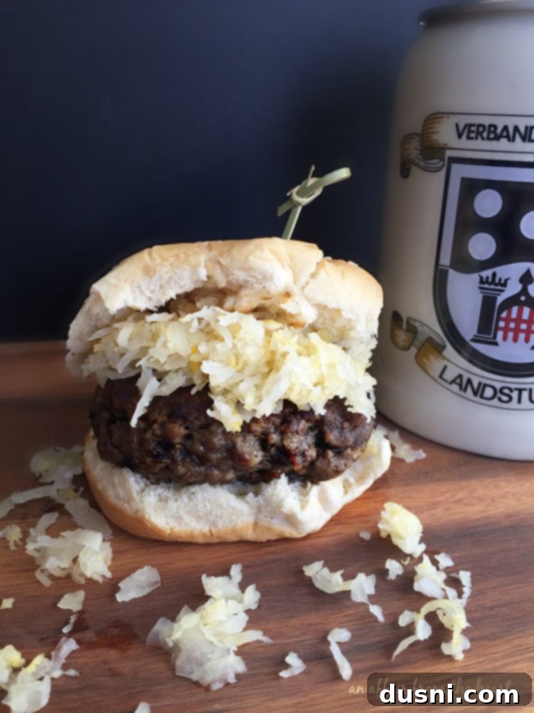 Hearty Brat Burgers 8 Several Brat Burgers arranged on a serving board