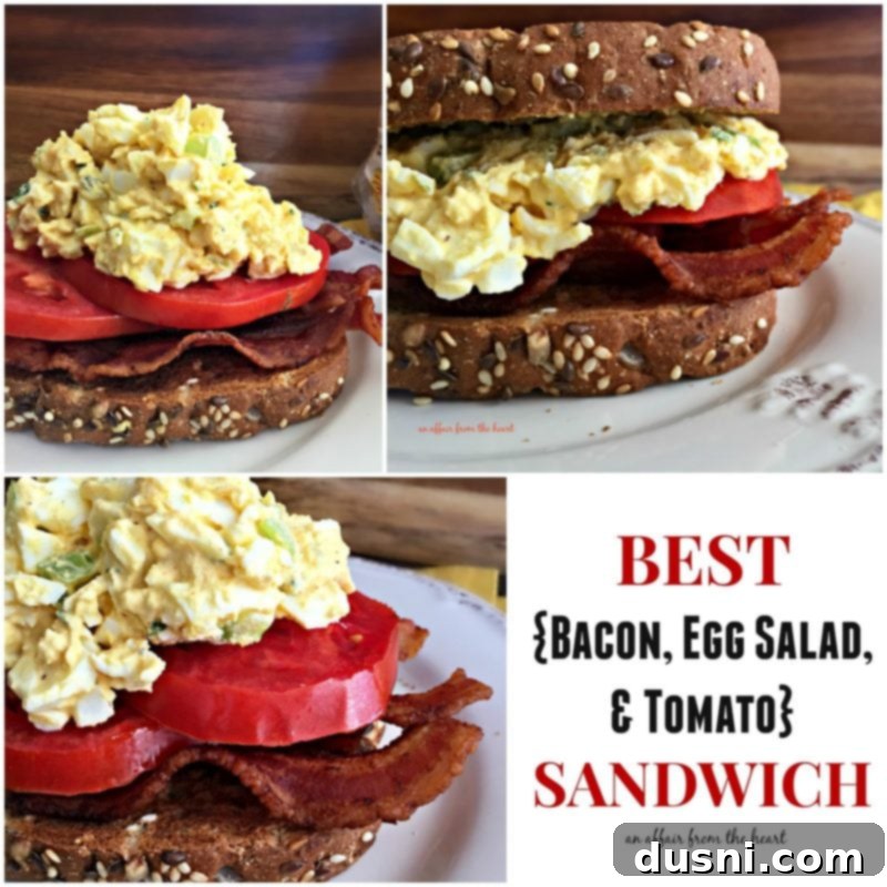 The Best Bacon, Egg Salad, and Tomato Sandwich 13 The Ultimate BEST Bacon, Egg Salad, & Tomato Sandwich closeup