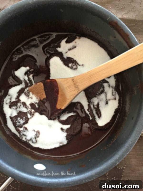 Grandma's Classic Fudgy Brownies 4 Old Fashioned Brownies - ingredients being prepared for baking