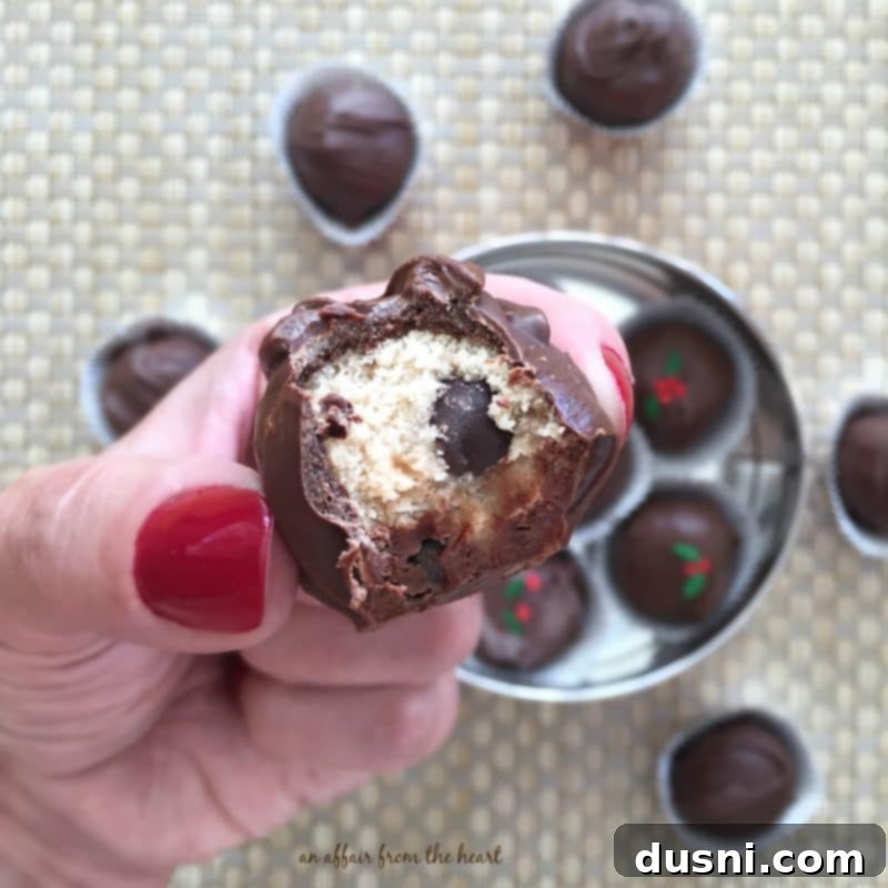 Finished Peanut Butter Chocolate Chip Cookie Dough Truffles with sprinkles