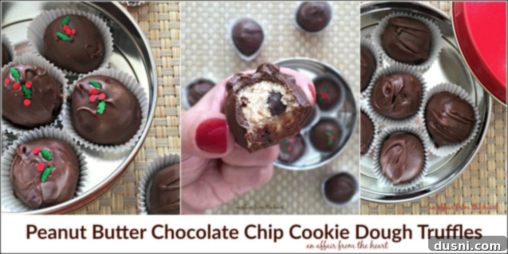 Assorted no-bake truffles with peanut butter chocolate chip cookie dough