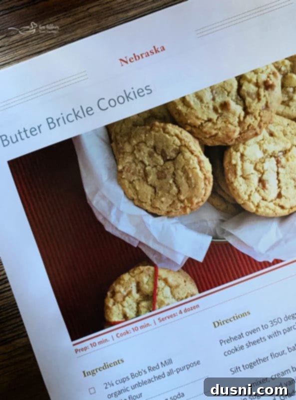 Golden Toffee Crunch Cookies 15 A page from the 'United States of Sweets' planner with Butter Brickle Cookies for Nebraska