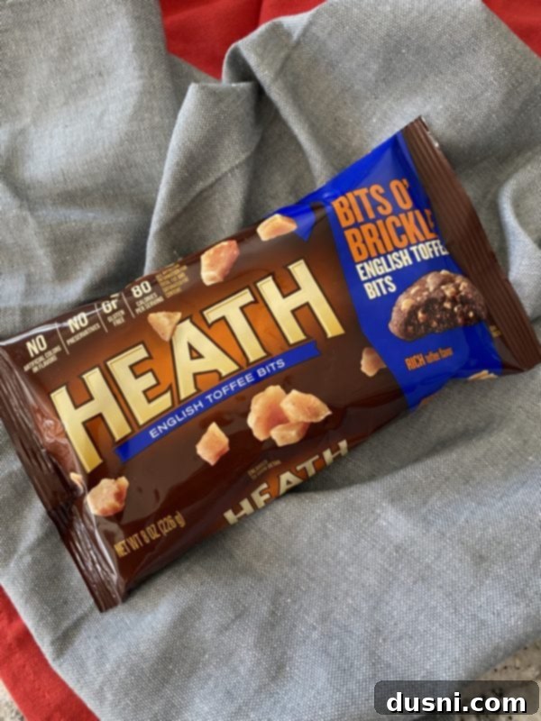 Golden Toffee Crunch Cookies 7 Package of Heath English Toffee Bits 'O Brickle, the key ingredient for authentic Butter Brickle flavor