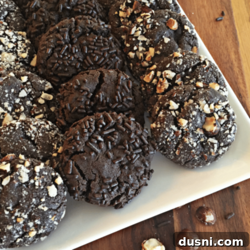 Dark Chocolate Molasses Cookies, beautifully arranged