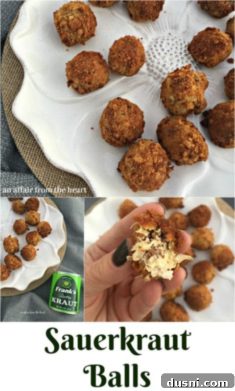 Zesty Cabbage Croquettes 3 Sauerkraut Balls ready to be served, a perfect party appetizer