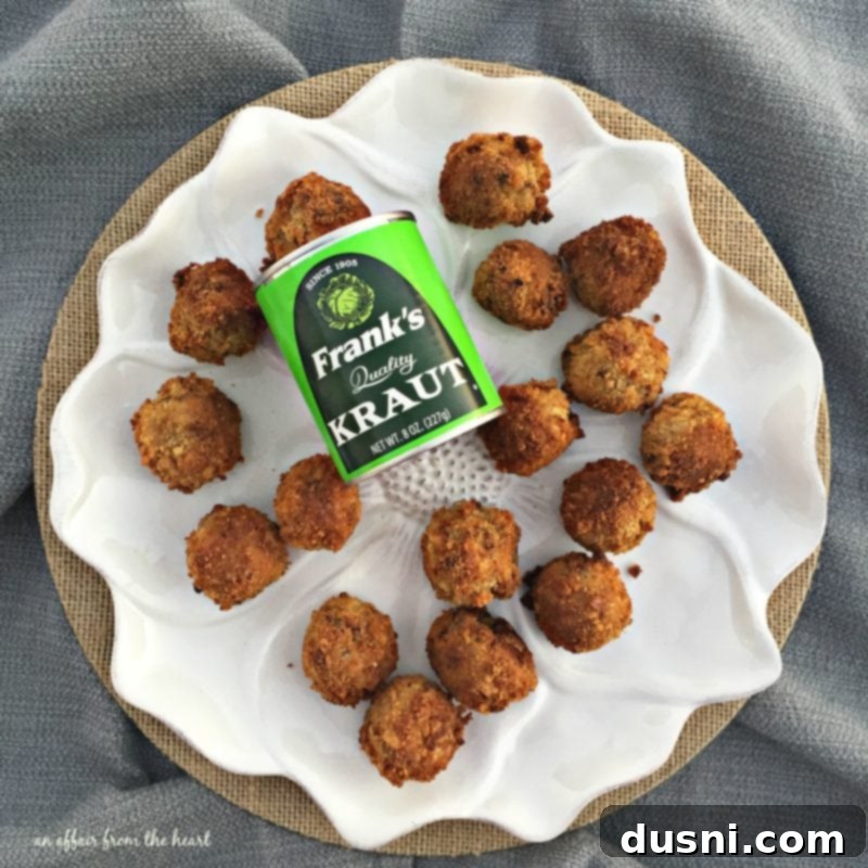 Zesty Cabbage Croquettes 4 Closeup of freshly fried Sauerkraut Balls