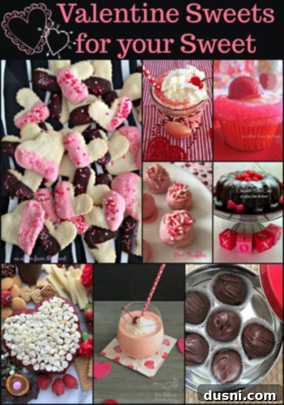 A collage of Valentine Sweets from An Affair from the Heart blog, perfect for pinning to Pinterest and easily finding recipes.