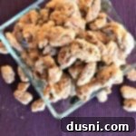 Candied Pecans 9 Sugared Pecans in a clear bowl, ready to be served or stored.