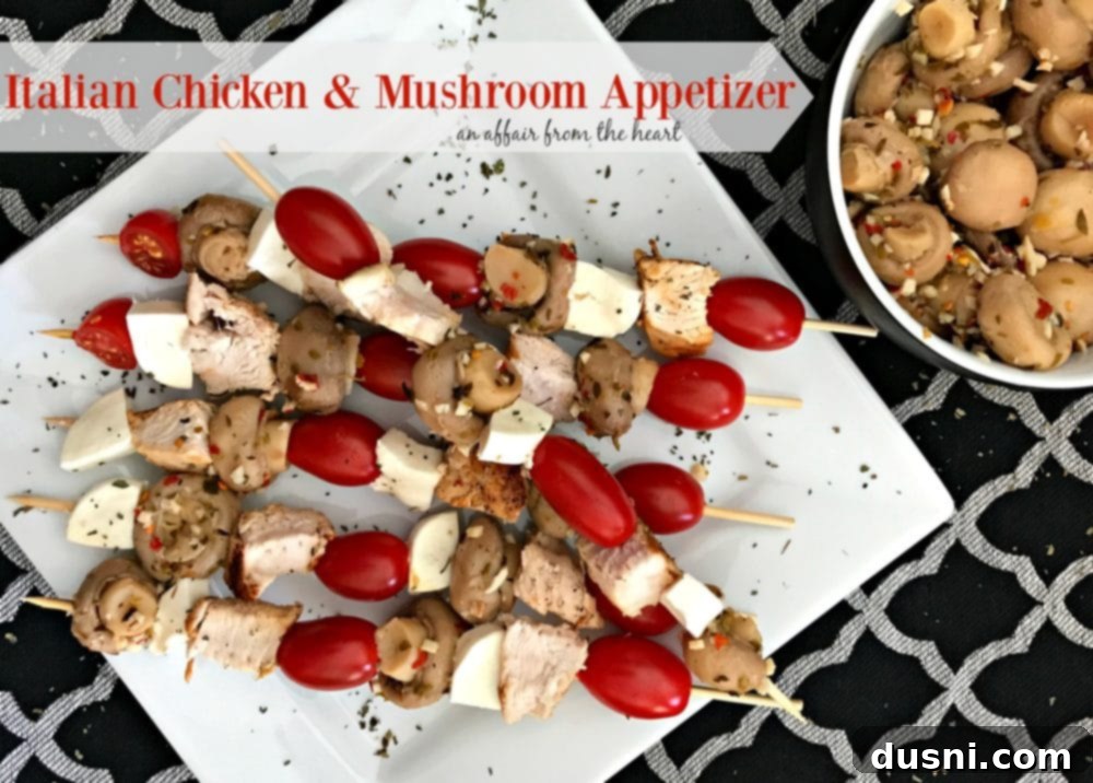 Savory Italian Chicken And Mushroom Starters 9 Another perspective of Italian Chicken & Mushroom Appetizer skewers