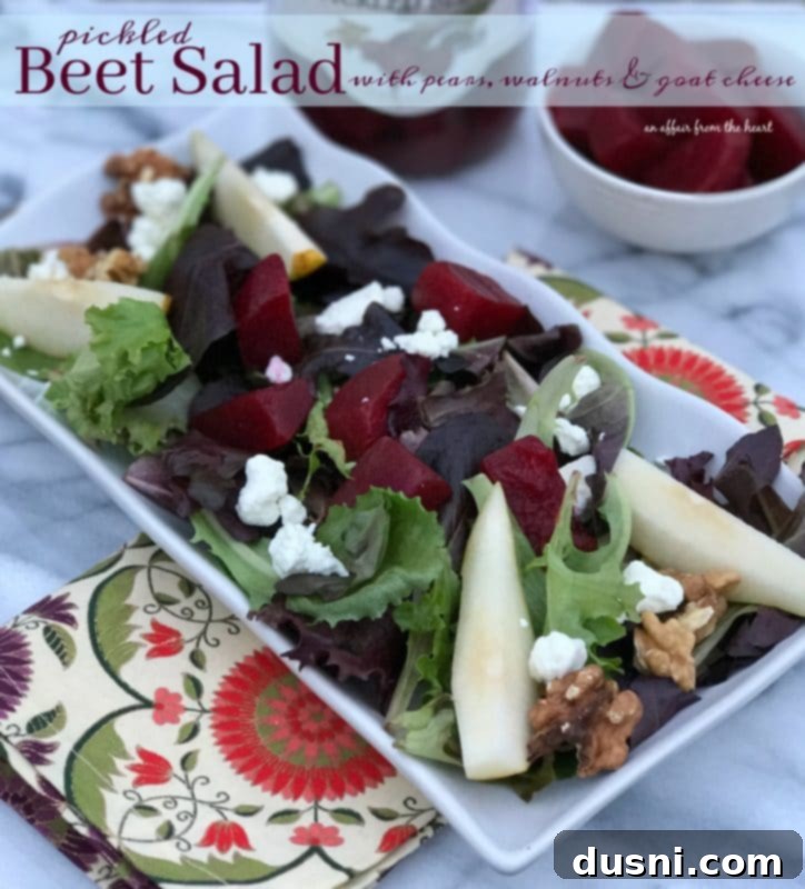 Close-up of the delicious Pickled Beet Salad, ready to be served