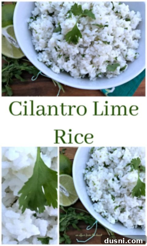 Cilantro Lime Rice served in a white bowl with a spoon