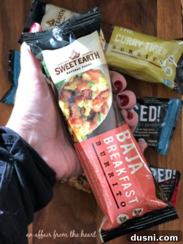 Sweet Earth Baja Breakfast Burrito ready to eat