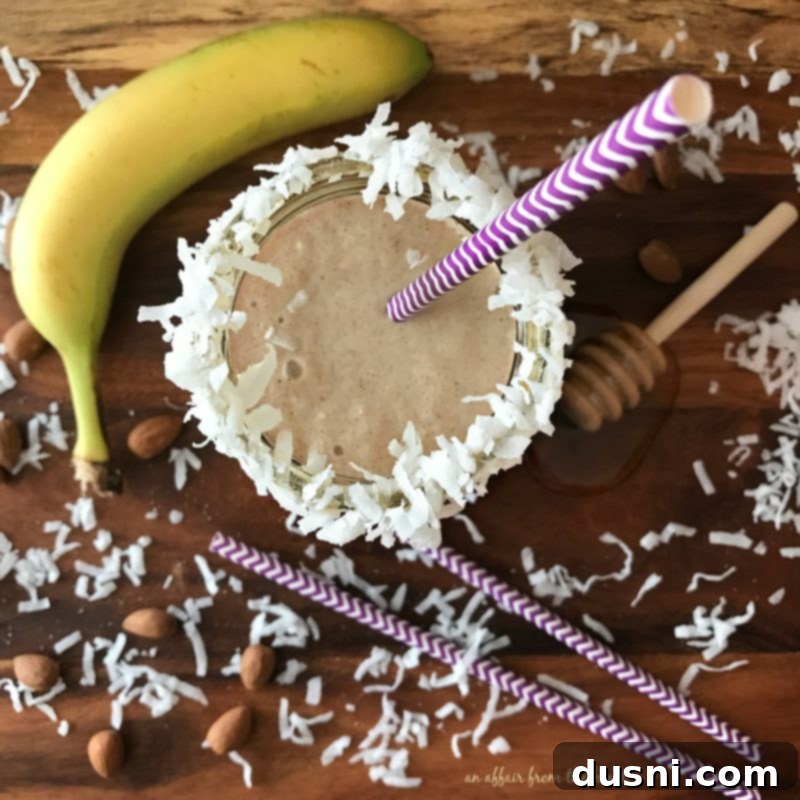 Serving of Nutty Monkey Smoothie in a glass