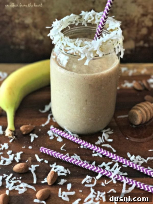 Freshly blended Nutty Monkey Smoothie