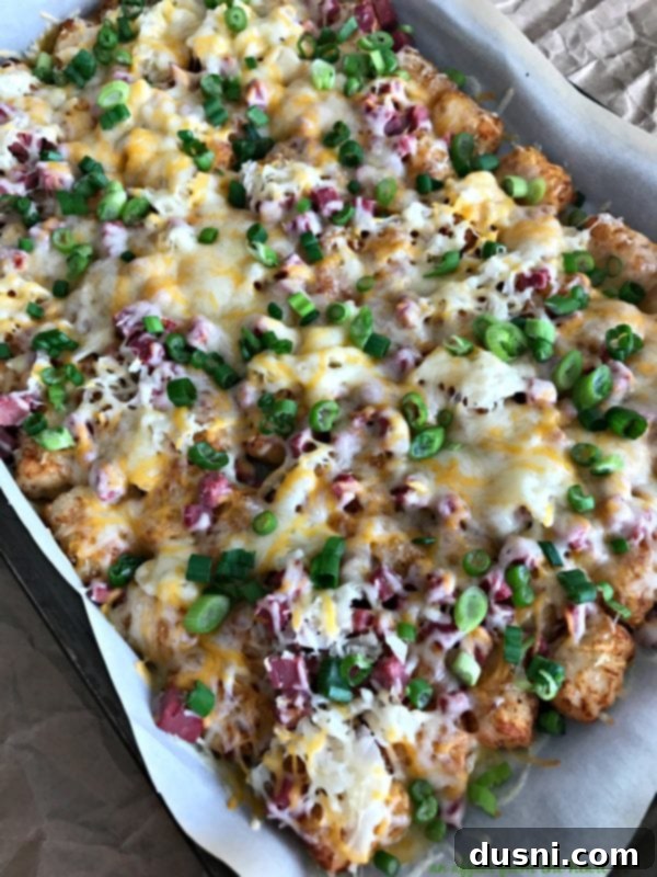 Reuben Totcho Platter 2 Reuben Sheet Pan Totchos (Tater Tot Nachos)