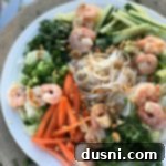 Thai Shrimp & Rice Noodle Salad on a white plate