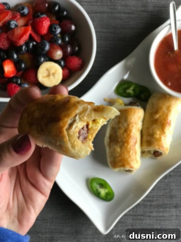Golden-brown baked Southwestern Sausage Brunch Roll-Ups