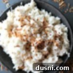 Overhead shot of creamy Jamaican Coconut Sweet Rice