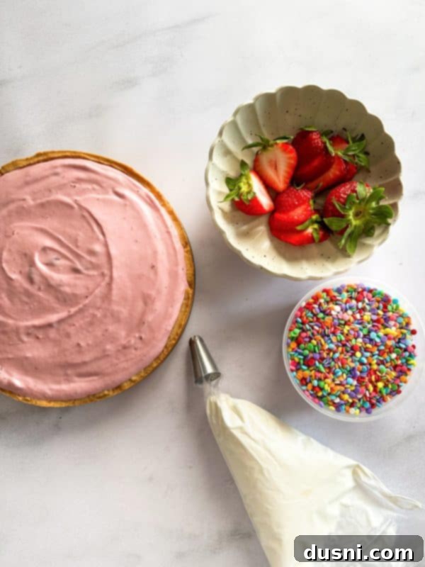 Buttery Shortbread Ice Cream Cookie Cake 7 Ingredients for toppings and decoration for the ice cream cookie cake.
