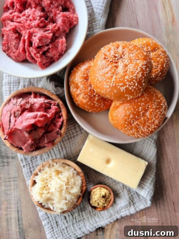 Assembled Pastrami Burger