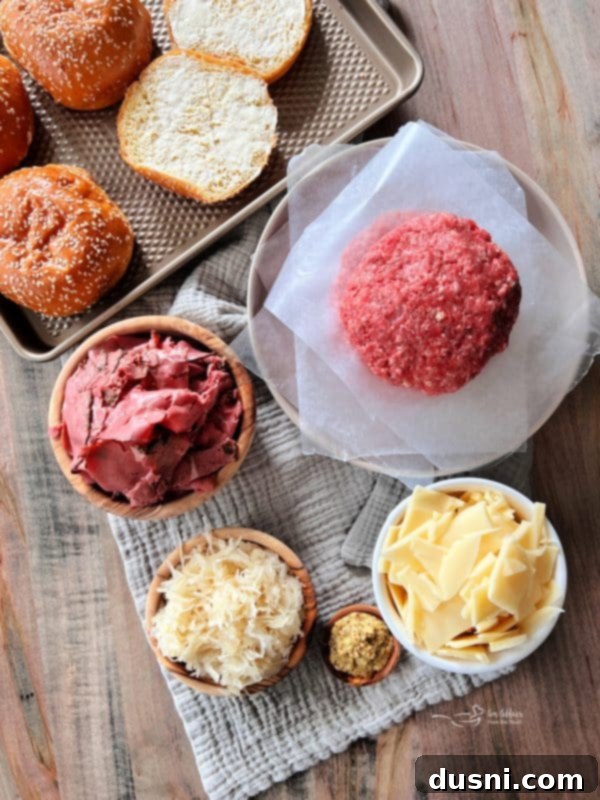 Ingredients for Pastrami Burger with Kraut