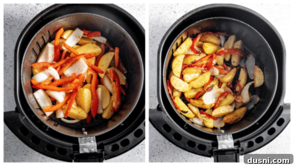Potato mixture transferred to the air fryer basket