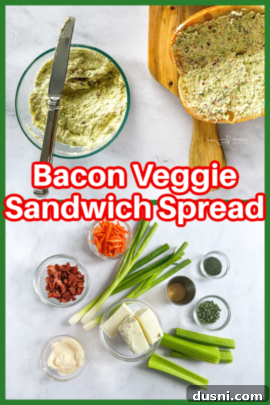 Savory Bacon Veggie Sandwich Spread 9 Bacon Veggie Sandwich Spread served on a plate with fresh dill and crackers