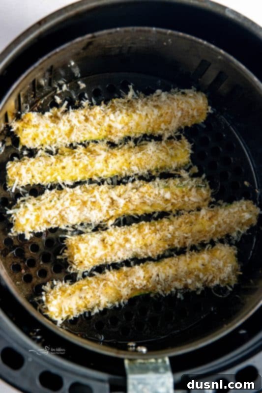 Crispy Air Fryer Zucchini Fries 12 Breading zucchini fries with Panko and parmesan