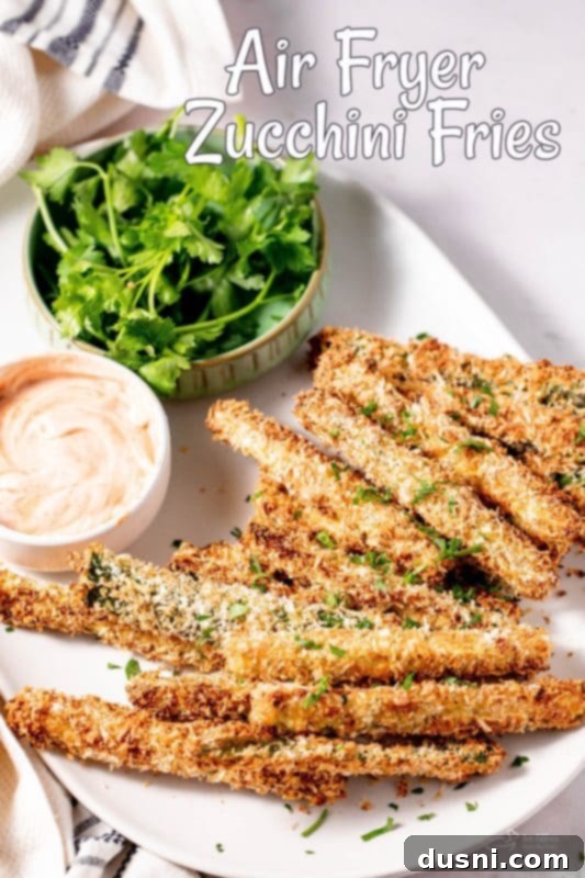 Crispy Air Fryer Zucchini Fries 19 Air Fryer Zucchini Fries with dipping sauce in a white bowl