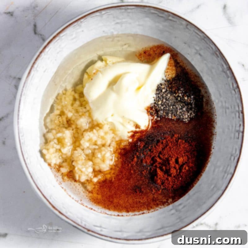 Step 1: Combining dressing ingredients in a small bowl