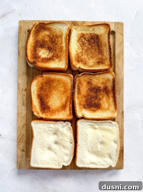 Step-by-step image of browning buttered Texas Toast on a griddle.