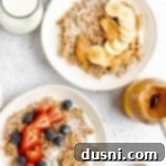 Two bowls of Instant Pot Cinnamon Oatmeal.