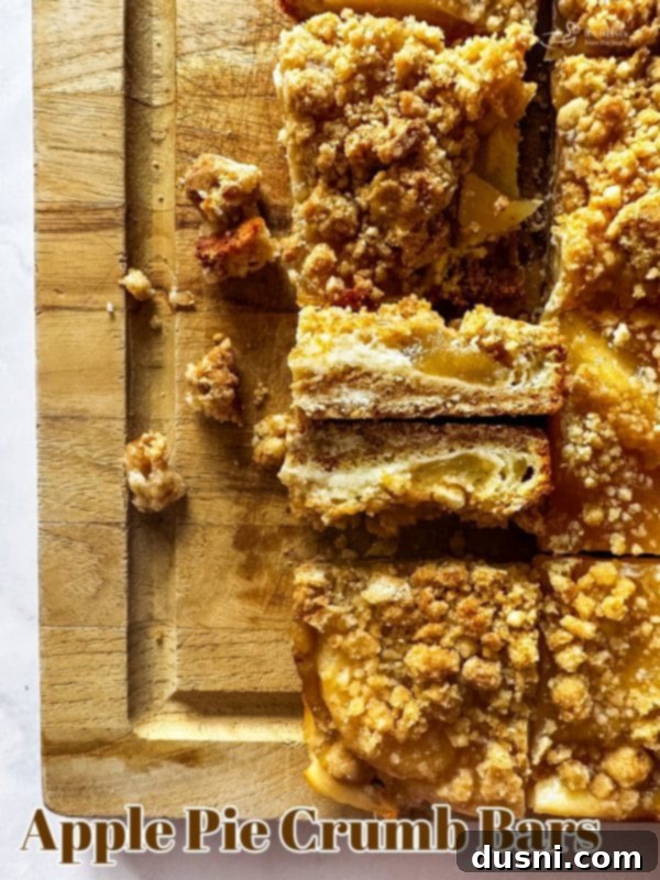 Hero shot of a full pan of Apple Pie Crumb Bars, freshly baked and golden