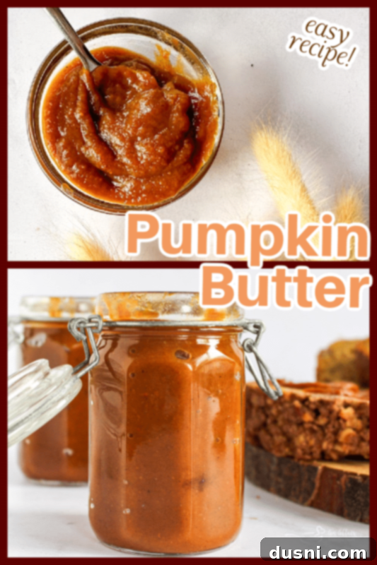 Text overlay: 'Love it? Pin it!' encouraging sharing the pumpkin butter recipe on Pinterest.