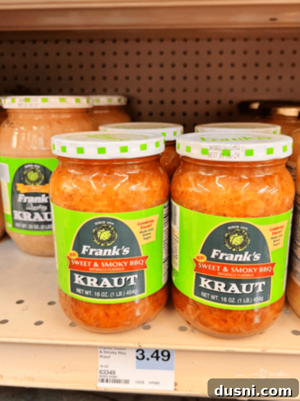 BBQ Hot Dogs and Sauerkraut 14 Another image of Frank's Sweet & Smoky BBQ Kraut jar.