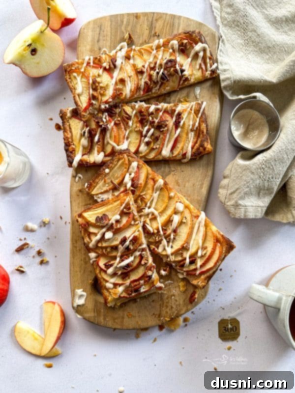 Simple Puff Pastry Apple Tarts 11 Finished Puff Pastry Apple Tarts with cream cheese drizzle