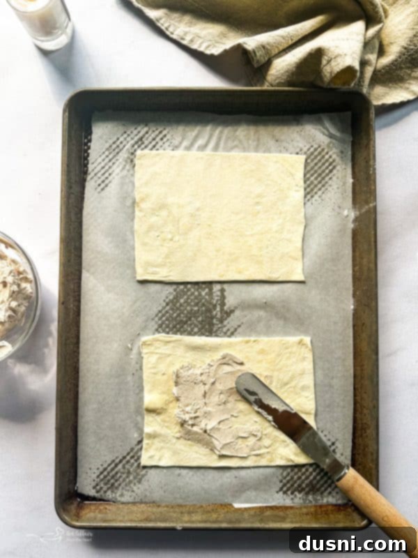 Simple Puff Pastry Apple Tarts 8 Cream cheese mixture in a bowl